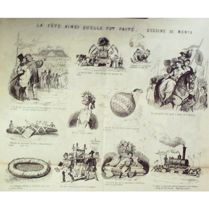 Le Journal pour RIRE 1848 n° 18 MODES PARISIENNES PHILIPON LA FETE MONTA TRAVAILLEU