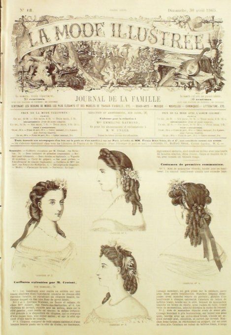 Journal Mode illustrée 1865 # 18 Coiffures de céremonies
