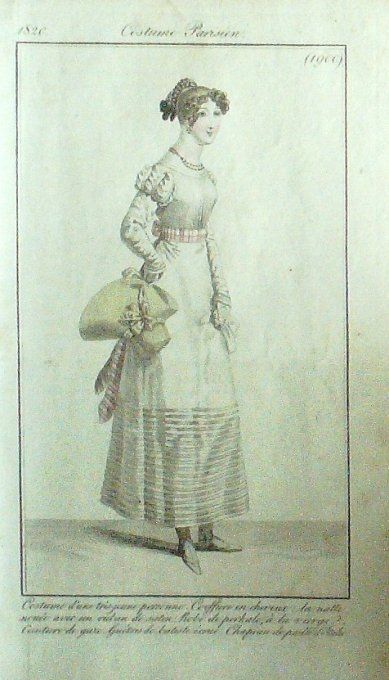 Gravure Mode Costume Parisien 1820 # 1900 (eau forte old Fashion plate
