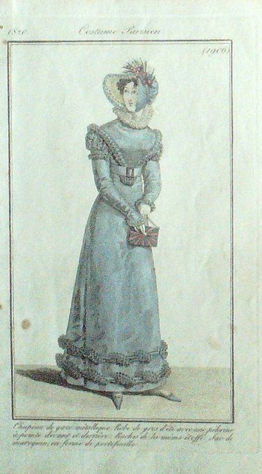 Gravure Mode Costume Parisien 1820 # 1906 (eau forte old Fashion plate