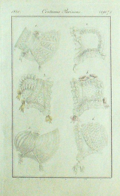 Gravure Mode Costume Parisien 1820 # 1907 (eau forte old Fashion plate