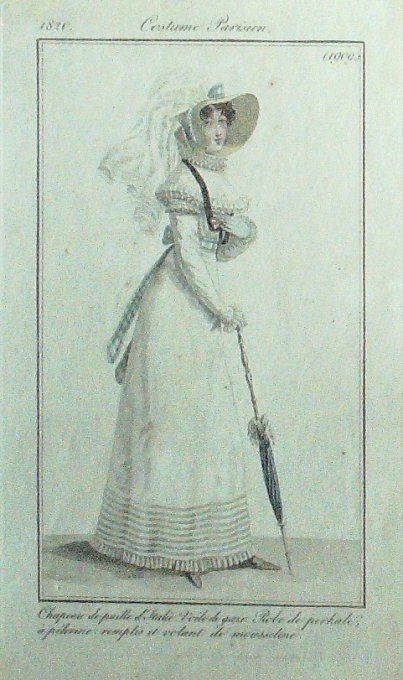 Gravure Mode Costume Parisien 1820 # 1909 (eau forte old Fashion plate