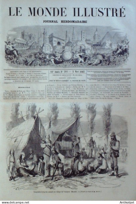 Le Monde illustré 1867 n°516 Indonésie île de Java Pontoise Eragny (95) Allemagne Berlin