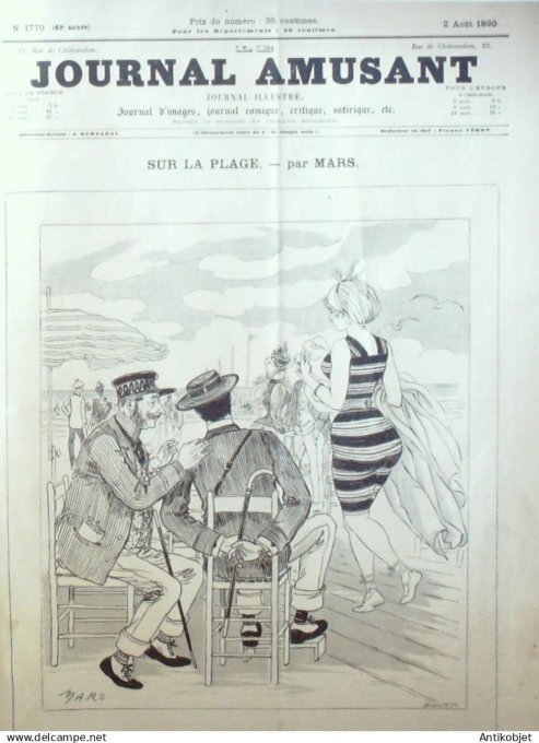 Le Journal Amusant 1890 n°1770 Orient-Express sur la plage r éserviste ¨à  la mer
