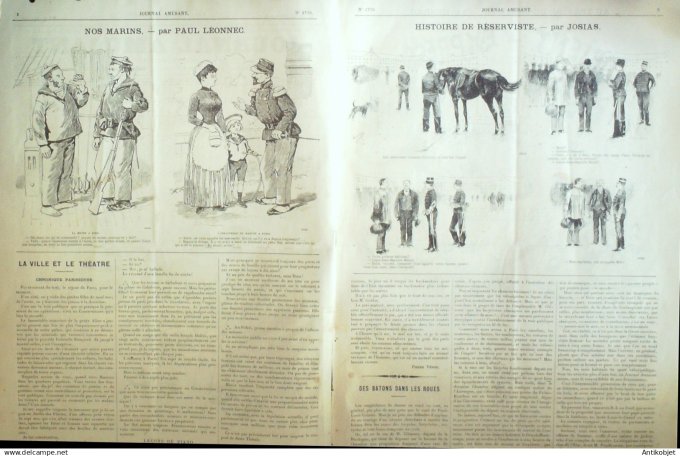 Le Journal Amusant 1890 n°1770 Orient-Express sur la plage r éserviste ¨à  la mer