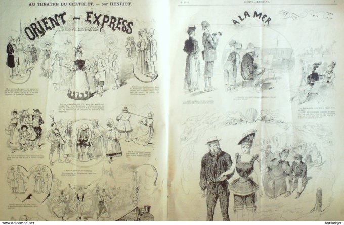 Le Journal Amusant 1890 n°1770 Orient-Express sur la plage r éserviste ¨à  la mer