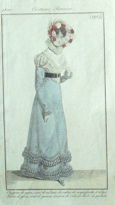 Gravure Mode Costume Parisien 1820 # 1914 (eau forte old Fashion plate