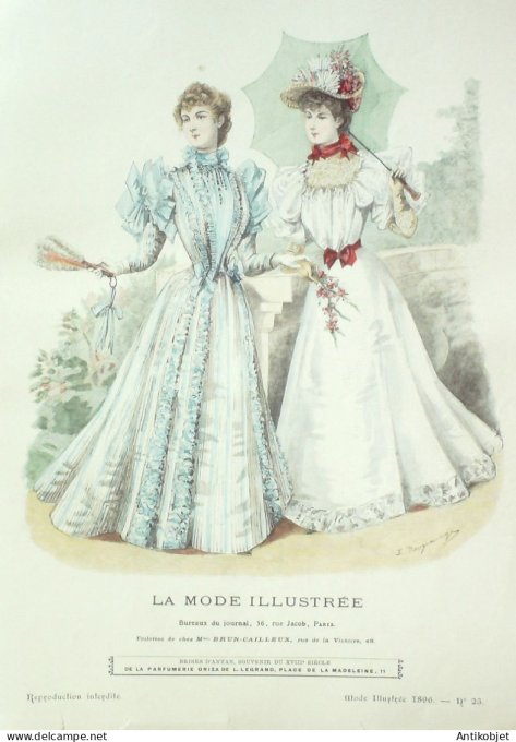 Gravure Mode illustree 1896 # 23 (Old Fashion plate) RARE
