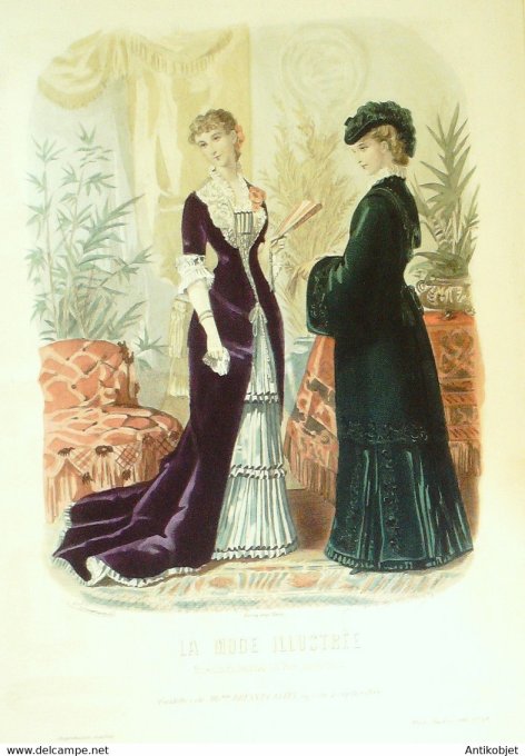 Gravure de mode La Mode illustrée 1880 n°48 (Maison Bréant-Castel)