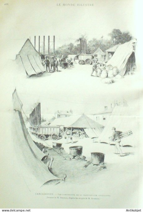 Le Monde illustré 1887 n°1590 Carcassonne (11) Toulouse Mas Sainte Stes-Puelles (31) Fours taupinièr