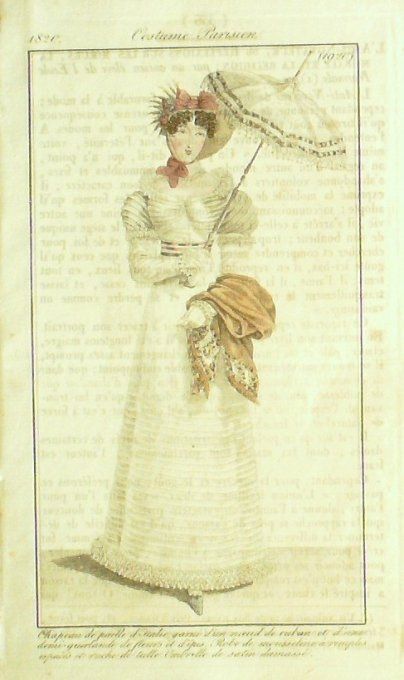 Gravure Mode Costume Parisien 1820 # 1920 (eau forte old Fashion plate