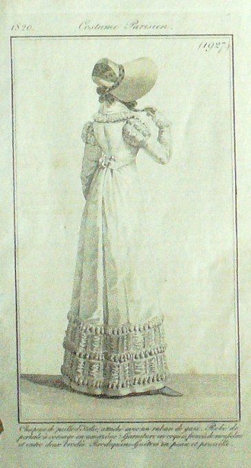 Gravure Mode Costume Parisien 1820 # 1927 (eau forte old Fashion plate