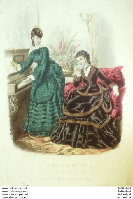 Gravure Mode illustree 1870 # 47 (Old Fashion plate)