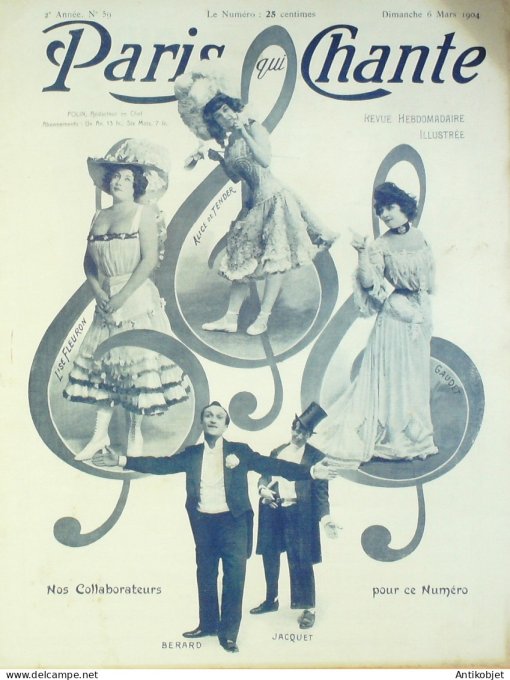 Paris qui chante 1904 n° 59 Gaudet Bérard Fleuron Jacquet Alice de Tender