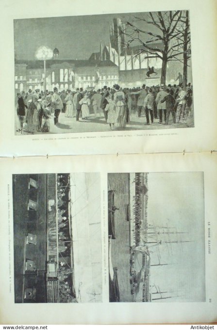 Le Monde illustré 1895 n°1986 Rouen (76) Marseille bateaux Cachar & Iraouaddy