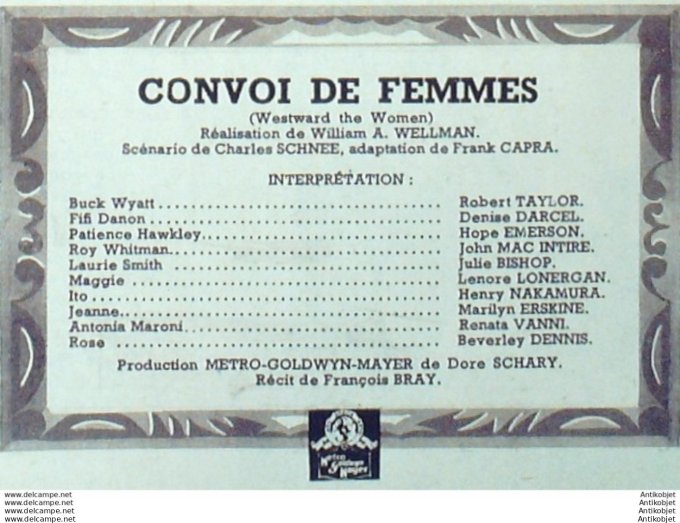 Convoi de Femmes Robert Taylor Denise Darcel Hope Emerson