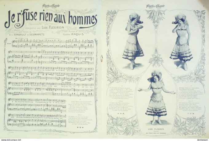 Paris qui chante 1904 n° 59 Gaudet Bérard Fleuron Jacquet Alice de Tender