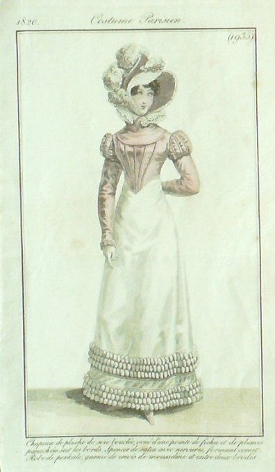 Gravure Mode Costume Parisien 1820 # 1935 (eau forte old Fashion plate