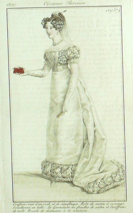 Gravure Mode Costume Parisien 1820 # 1937 (eau forte old Fashion plate