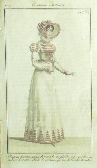 Gravure Mode Costume Parisien 1820 # 1938 (eau forte old Fashion plate