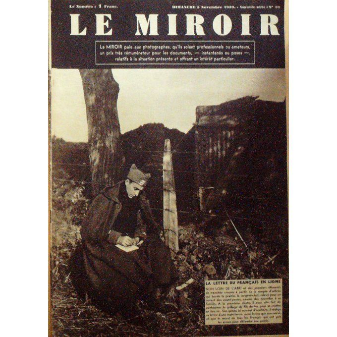 Le Miroir 1939 n° 10 TELEMETRE RAMPANT NAVIGANT RENE FONCK CHIEN MASCOTTE