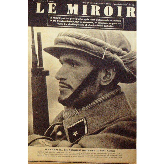 Le Miroir 1939 n° 14 TIRAILLEUR MAROCAIN LE SIROCO DIXMUDE PERCHES à HOUBLON