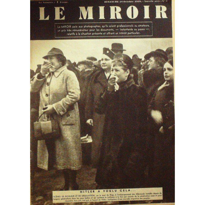 Le Miroir 1939 n° 09 QUAI de RIGA ROBERT COULONDRE GEORGES GUYNEMER