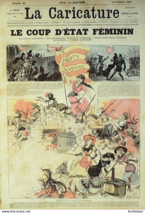 La Caricature 1880 #  42 Coup d'Etat féminin Robida
