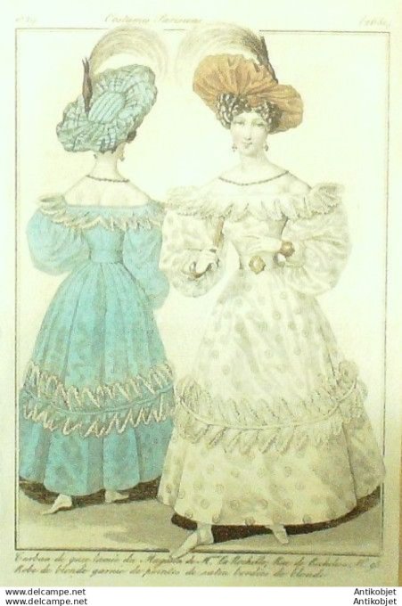 Gravure Mode Costume Parisien 1829 # 2681 (eau forte old Fashion plate