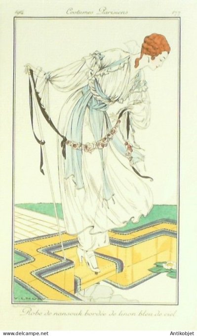 Gravure Mode Costume Parisien 1914 # 177 Lhuer Victor (eau forte)