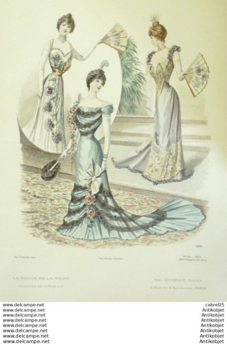 Gravure Mode La Gazette 1899 # 42 (Old Fashion plate)