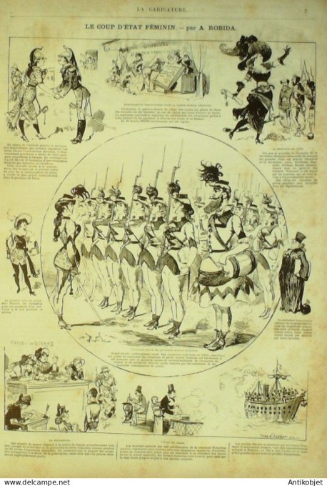 La Caricature 1880 #  42 Coup d'Etat féminin Robida