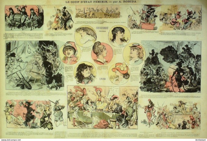 La Caricature 1880 #  42 Coup d'Etat féminin Robida