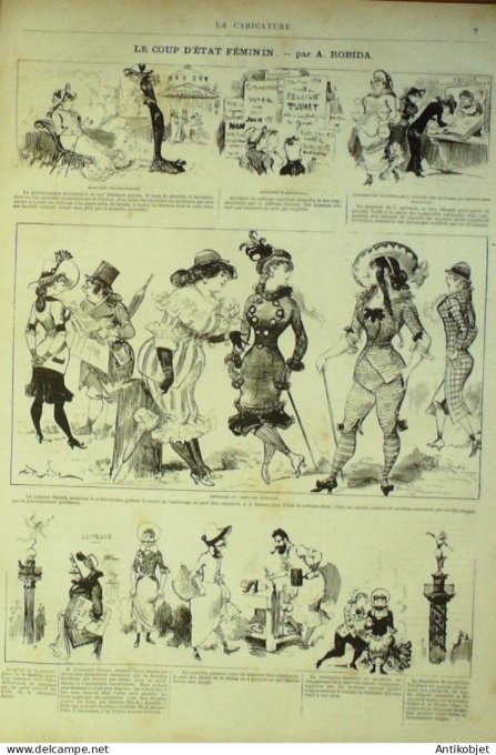La Caricature 1880 #  42 Coup d'Etat féminin Robida