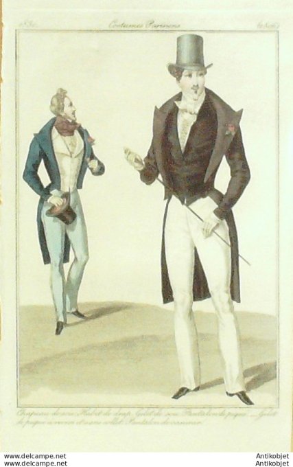Costume Parisien 1830 # 2806 Habit de drap homme gilet