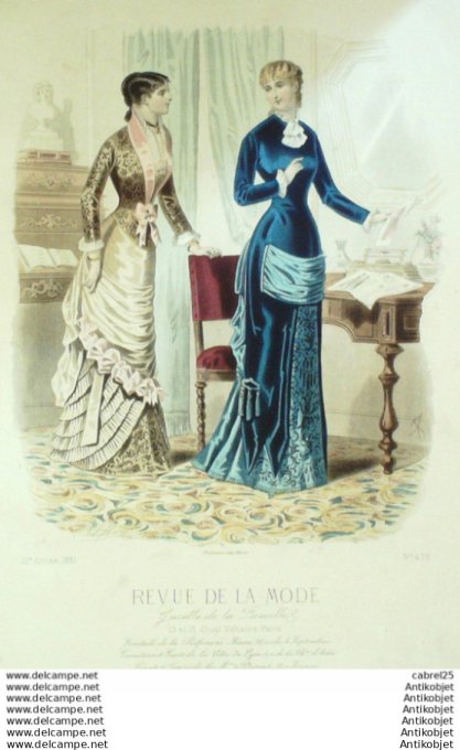 Gravure Mode La Gazette 1881 # 473 (Old Fashion plate)