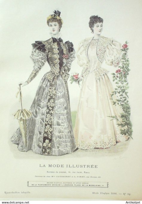 Gravure Mode illustree 1896 # 24 (Old Fashion plate) RARE