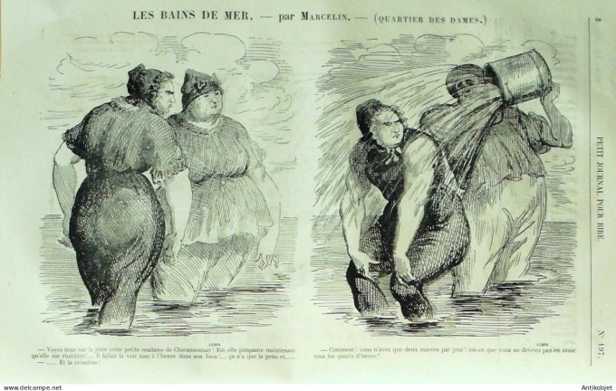 Petit journal pour Rire 1859 # 197 Les Bains de mer Marcelin