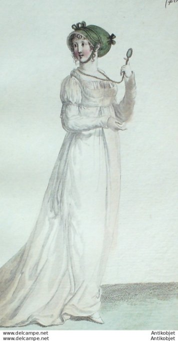 Gravure de mode Costume Parisien 1802 n° 400 (An 10) Capote anglaise