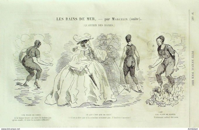 Petit journal pour Rire 1859 # 197 Les Bains de mer Marcelin