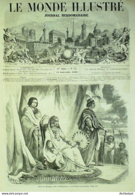 Le Monde illustré 1858 n° 75 Madagascar Reine Ranavalo Manjaka Culoz (01) Blois (41)