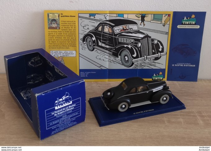 Tintin Le Spectre d'Ottokar Packard 12 coupé du roi Muskar 1939 Atlas 1:43
