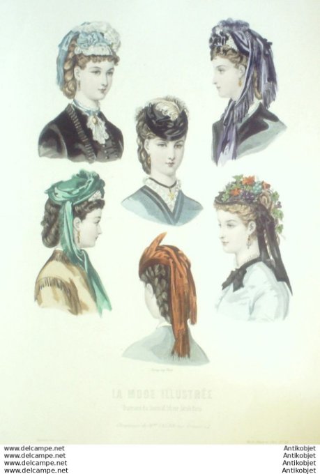 Gravure Mode illustree 1870 # 44 (Old Fashion plate)