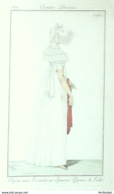 Costume Parisien 1806 # 746 (eau forte) Capote avec torsades