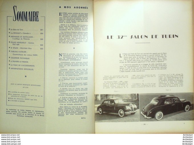R.T Automobile Fiat 626/1400 Camion Aurelia Hillman Minx 51 # 1950