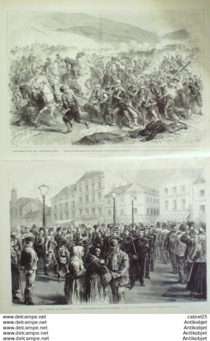 Le Monde illustré 1876 n° 982 Belgique Charleroi Grèves Hainaut Boulogne (62) Inde Calcutta Herzégov