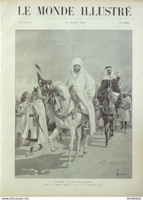 Le Monde illustré 1903 n°2389 Maroc Moulal Koutoubia Fez Abdul Aziz Inde Bombay Delhi Koutab Strasbo