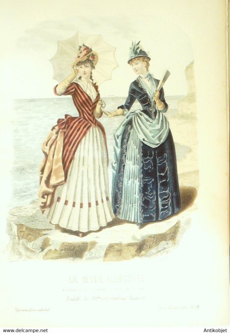 Gravure de mode La Mode illustrée 1885 n°31 (Maison Coussinet) Maritime
