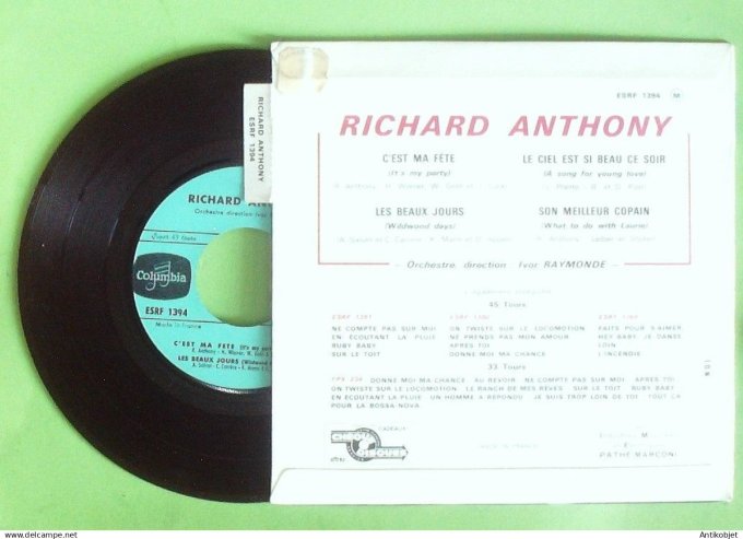 Anthony Richard 45T EP Les beaux jours (languette) 1963