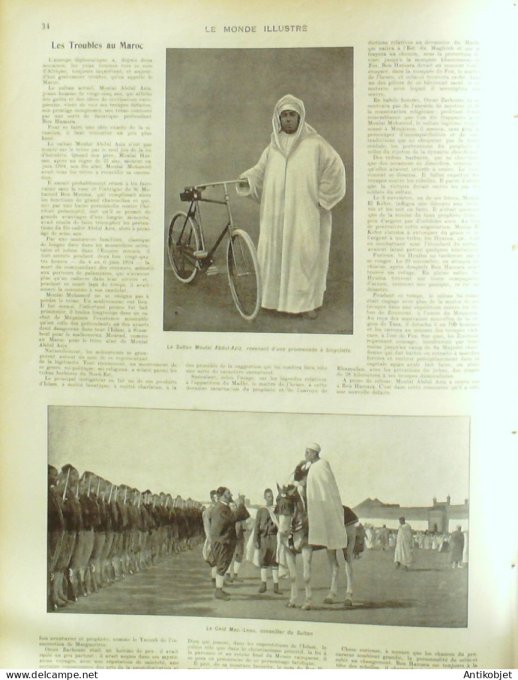 Le Monde illustré 1903 n°2389 Maroc Moulal Koutoubia Fez Abdul Aziz Inde Bombay Delhi Koutab Strasbo